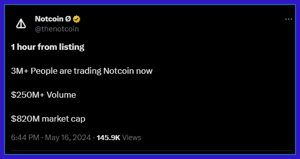 Notcoin listing and trading