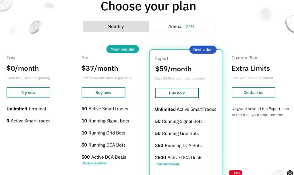 3Commas price and plan