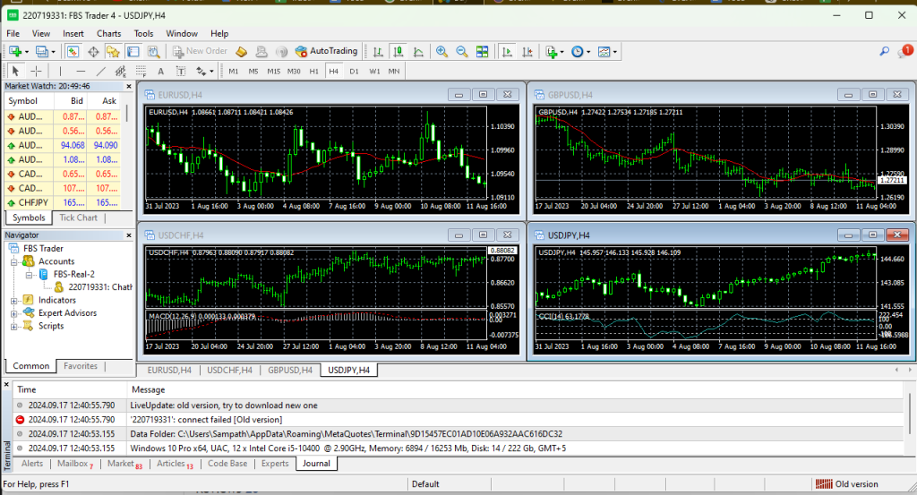 Run Evening Scalper Pro EA in Demo 